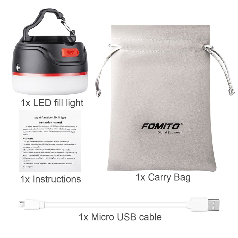 Fomito Mini IP65 Waterproof Tent Light Ultra Bright Rechargeable LED Light for Camping Fishing