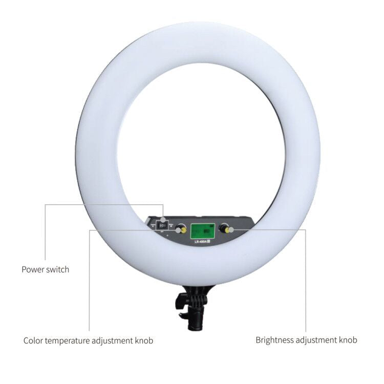 NiceFoto LR-480A II LED Ring Light 180° Adjustable Angle Beauty Fill Light with Universal Phone Clip