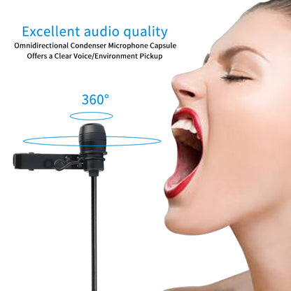 Fomito Micmov Professional Lavalier Lapel Microphone Omnidirectional Condenser Recording Mic