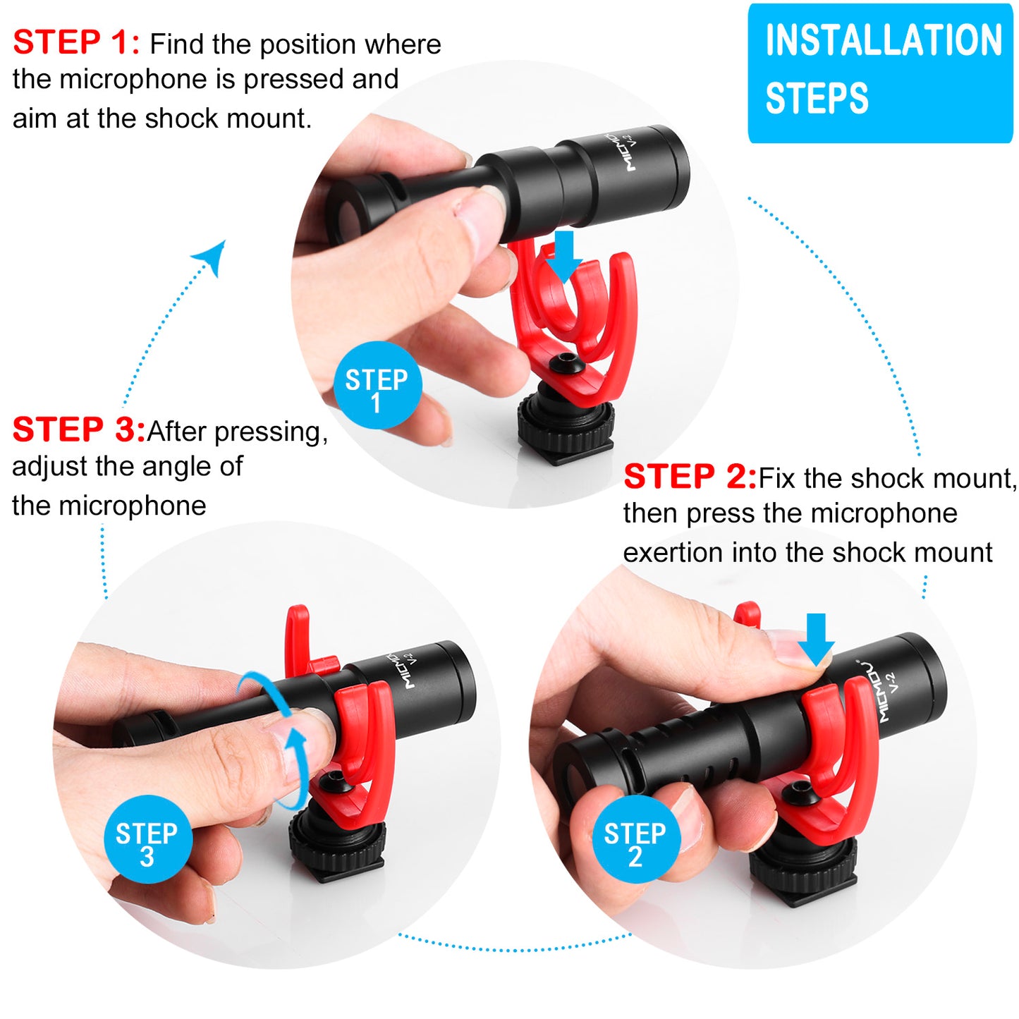 MICMOV V-2 Shotgun Microphone Super-Cardioid Mic Compatible with Shock mount Tripod 3.5mm Interface
