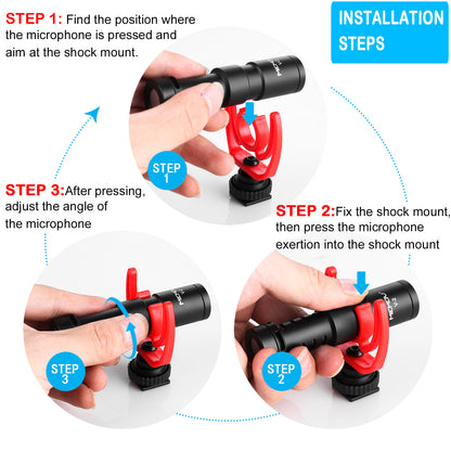 MICMOV V-2 Shotgun Microphone Super-Cardioid Mic Compatible with Shock mount Tripod 3.5mm Interface