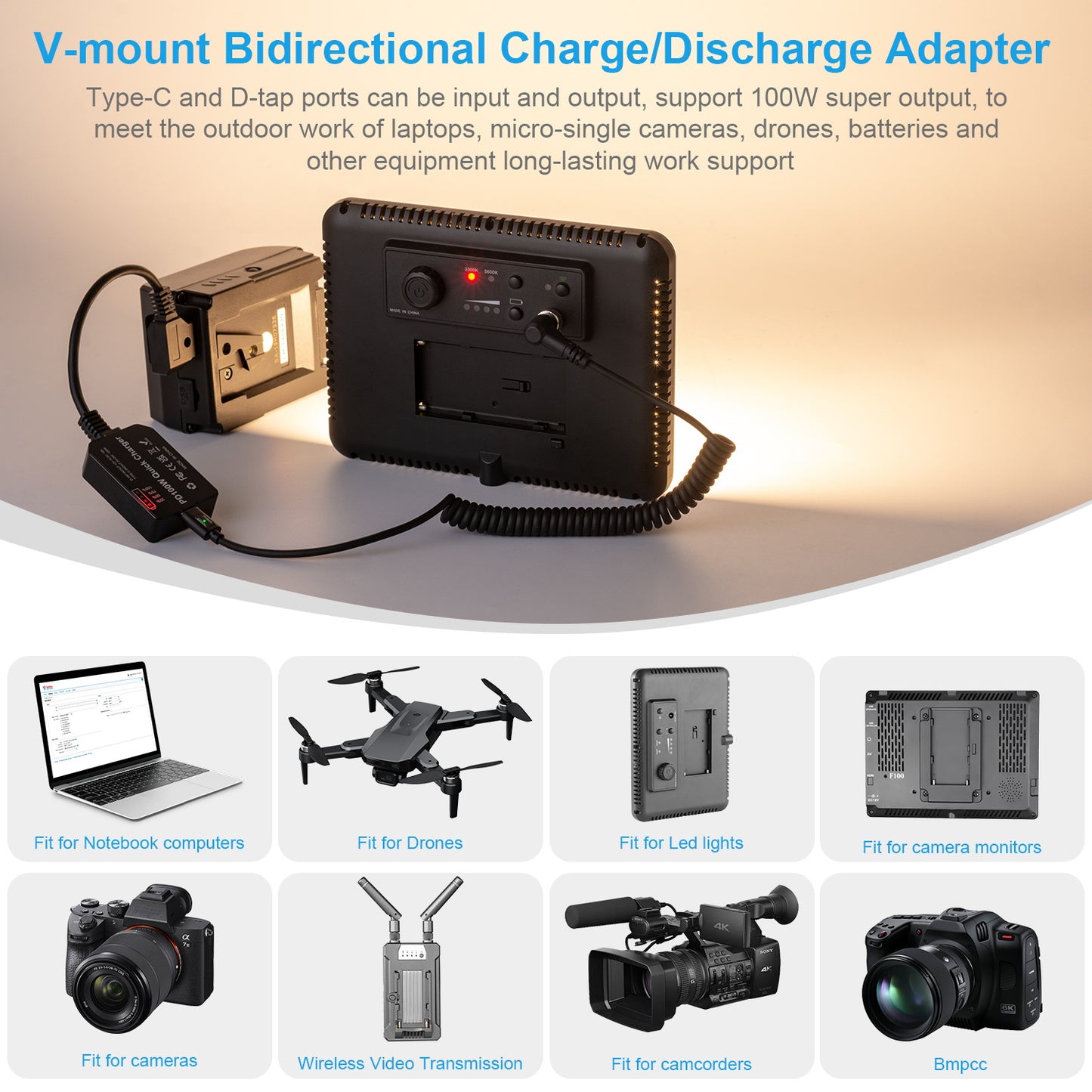 Type-c 100w For SONY V Adapter Battery charger