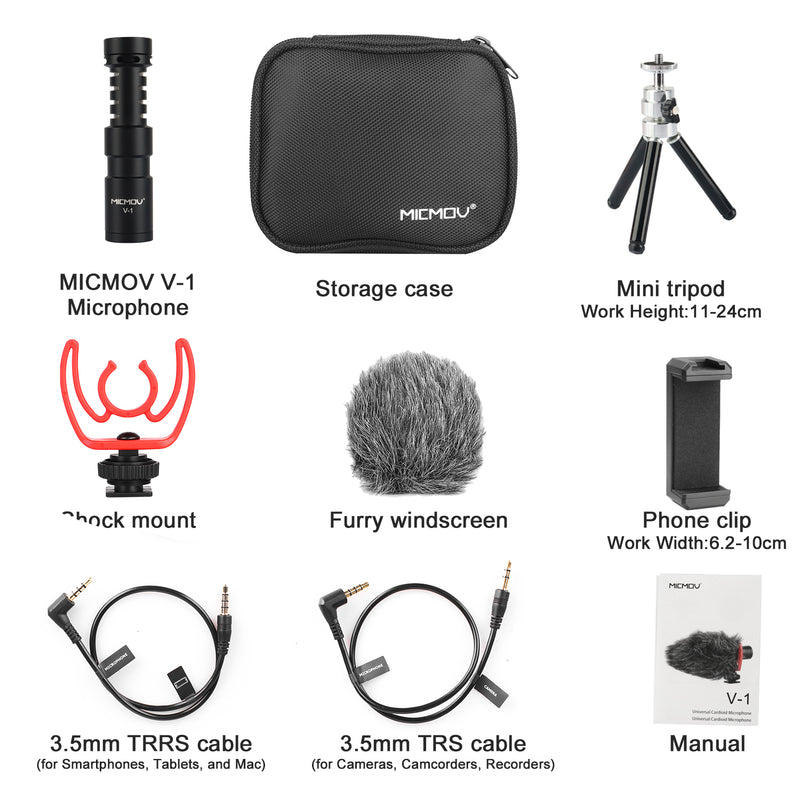 FOMITO MICMOV V-1 Universal Cardioid Microphone Compatible with 3.5mm Interface Smartphones Camera