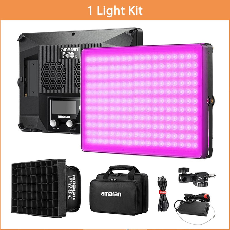 Amaran P60C RGBWW P60X Bi-Color Led Video Panel Light 60W 2500K-7500K Photography Lighting Video Lamp for Camcorder DSLR Camera