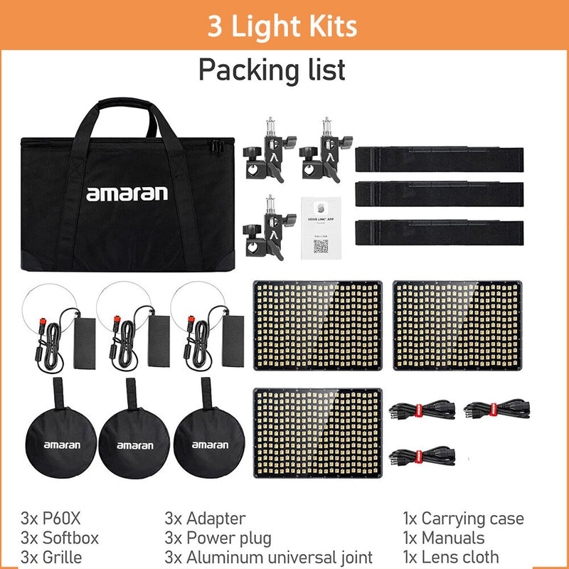 Amaran P60C RGBWW P60X Bi-Color Led Video Panel Light 60W 2500K-7500K Photography Lighting Video Lamp for Camcorder DSLR Camera