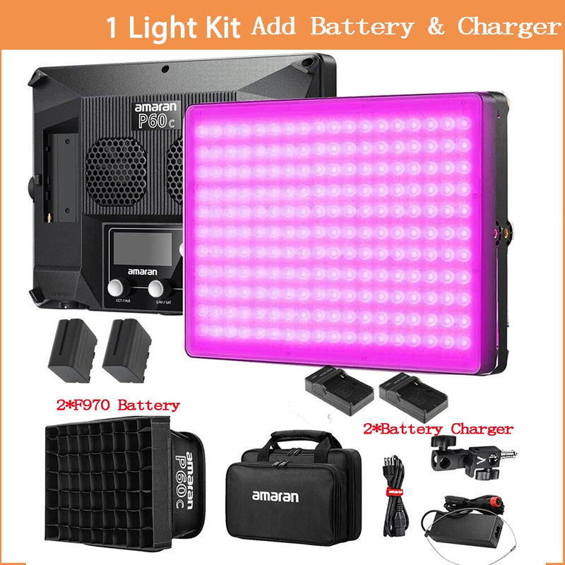 Amaran P60C RGBWW P60X Bi-Color Led Video Panel Light 60W 2500K-7500K Photography Lighting Video Lamp for Camcorder DSLR Camera
