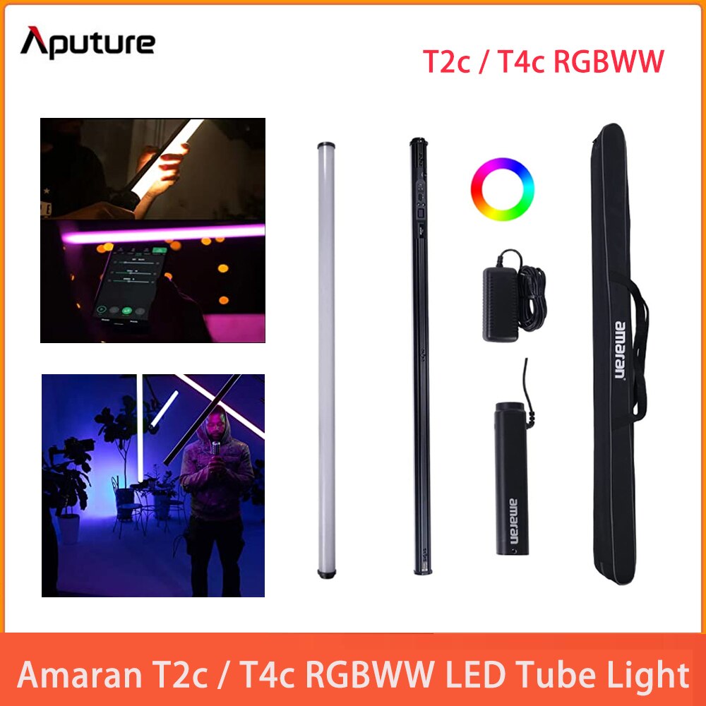 Aputure Amaran T2c T4c RGBWW Full-Color LED Tube Light 2500K~7500K Adjustable RGB Video Light Wand Stick with APP Control