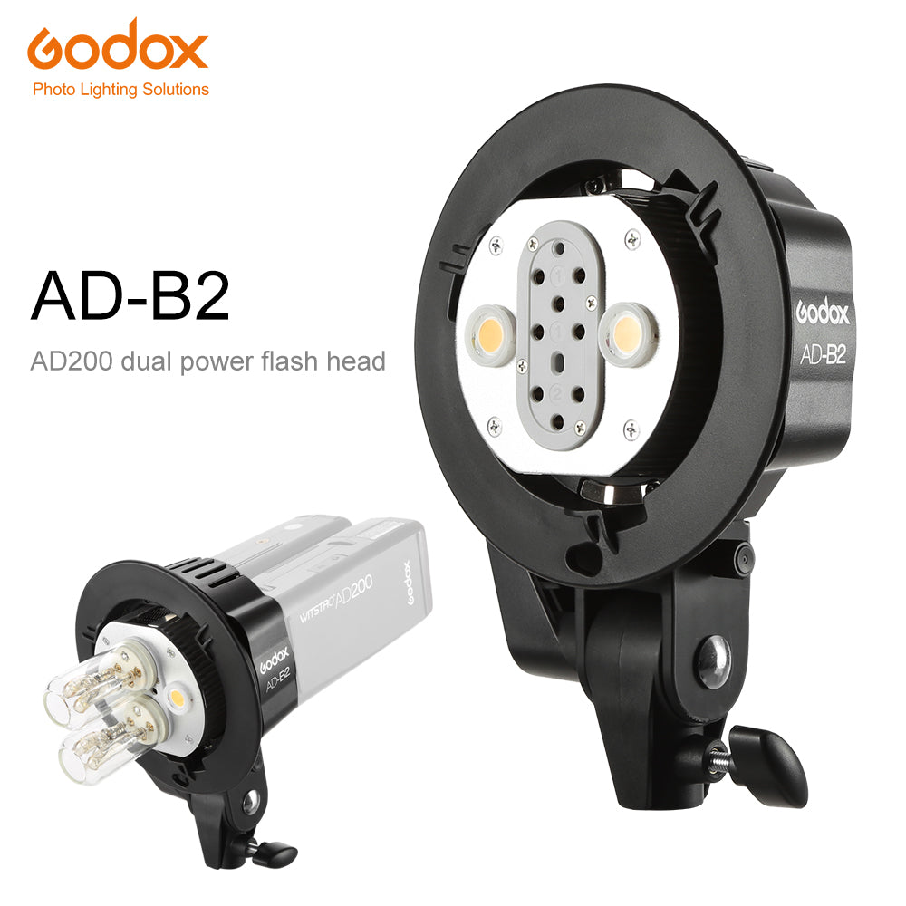 Godox AD-B2 Bowens Mount double tubes Light Head Bracket for AD200 Portable Flash Speedlite