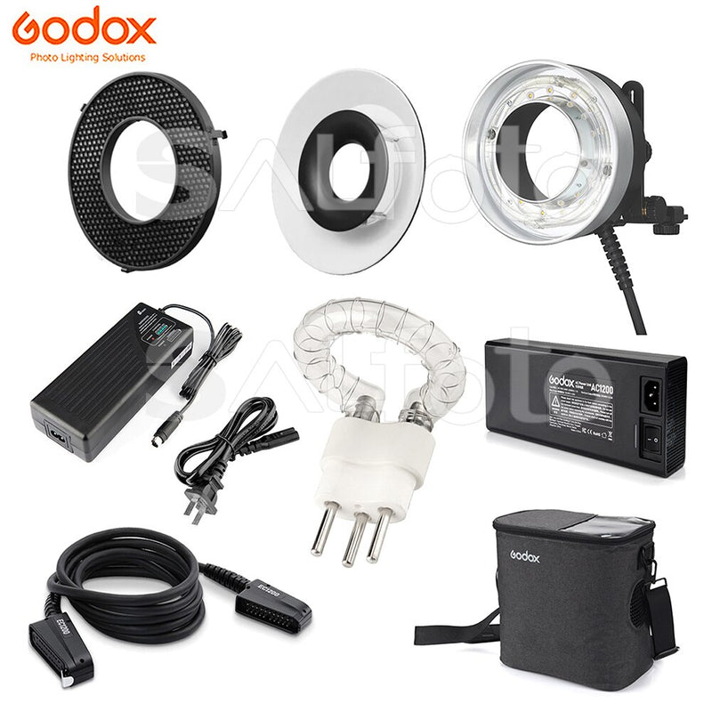 Godox AD1200Pro Flash Light Accessories Ring Head R1200 Honeycomb Grid Reflector Bulb Tube AC Adapter Charger Extension Cord godox flash