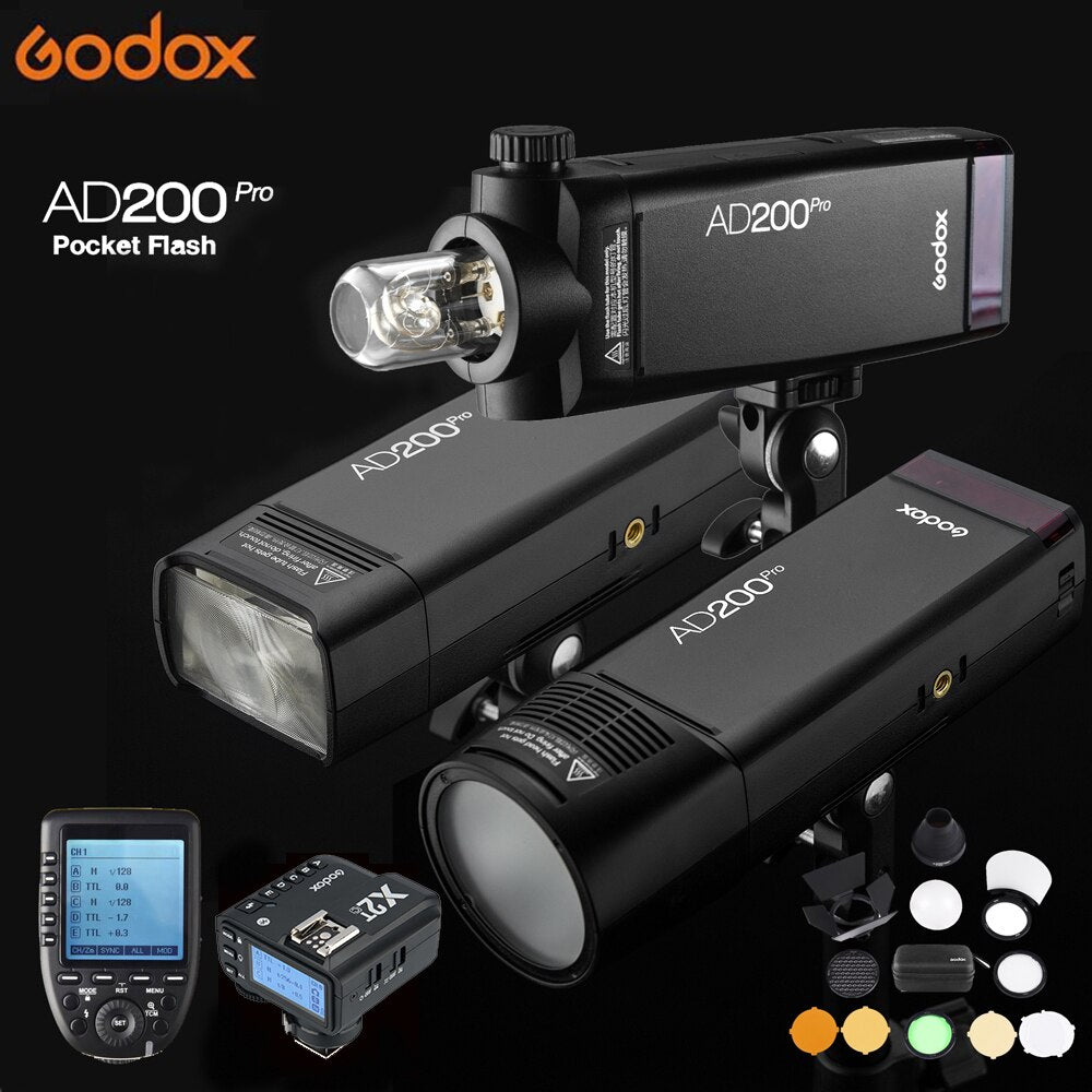 Godox AD200Pro TTL Pocket Flash 200Ws 2.4G HSS 1/8000 2900mAh Li-ion  Battery Outdoor Speedlite for Canon Nikon Sony Olympus Fuji