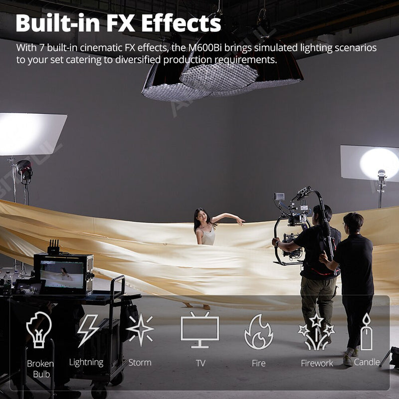 Godox  M600Bi LED Video Light Built-in FX Effects 2800K-6500K Bi-Color Photography Lamp App Remote Control pk M600D