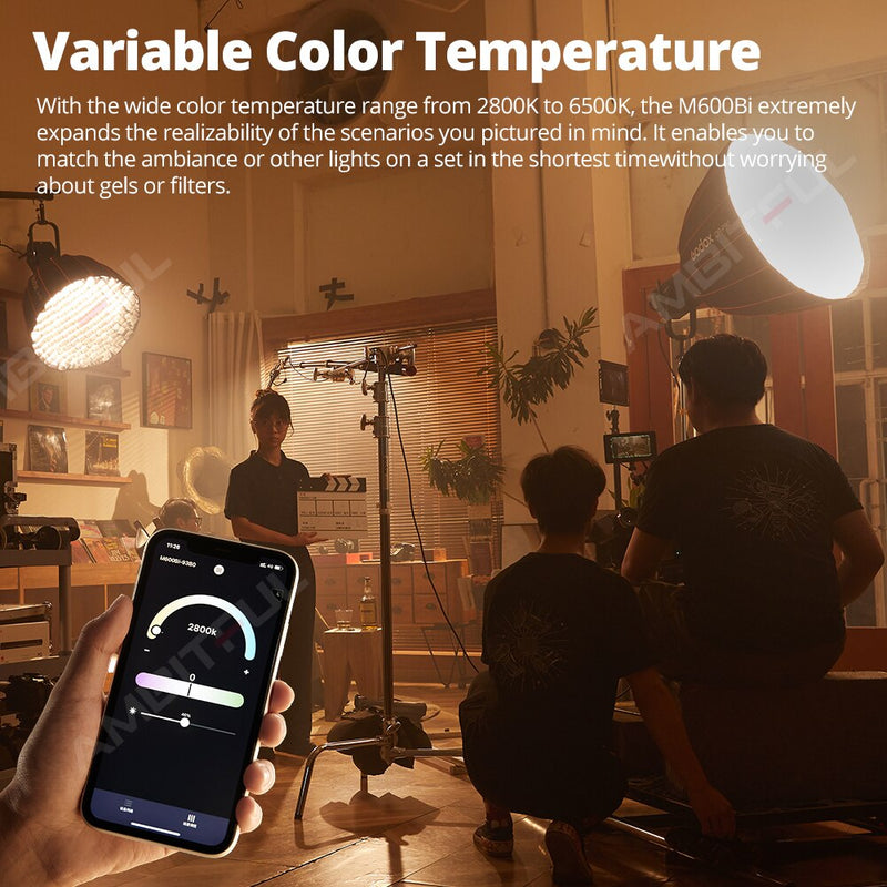 Godox  M600Bi LED Video Light Built-in FX Effects 2800K-6500K Bi-Color Photography Lamp App Remote Control pk M600D