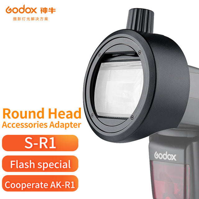 Godox Round Head Accessories Adapter S-R1 install AK-R1 Accessories kit