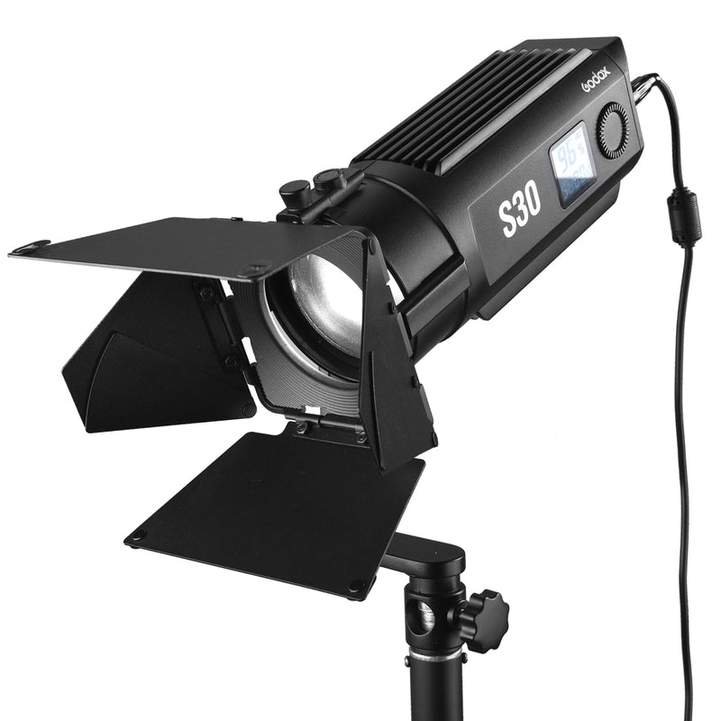 Godox S30 Fresnel Focusing LED Spotlight 30W with Barndoor