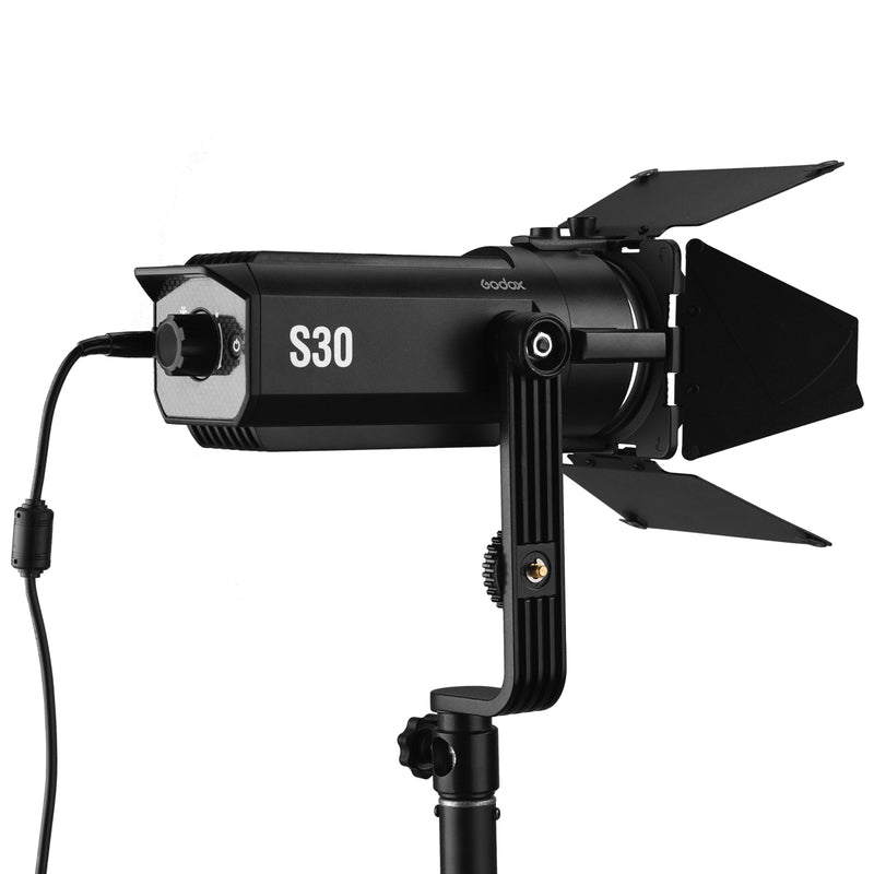 Godox S30 Fresnel Focusing LED Spotlight 30W with Barndoor