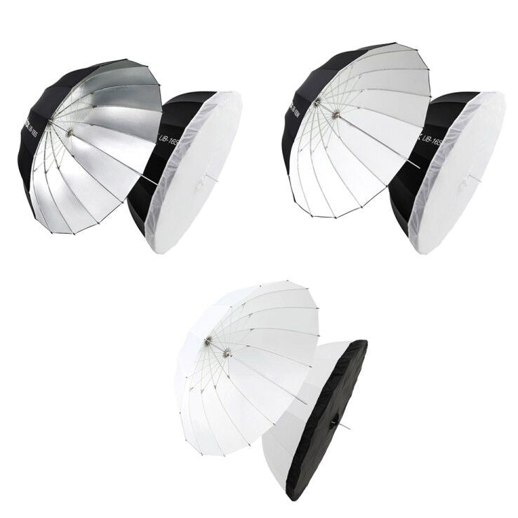 Godox Compact Portable Parabolic Umbrella Silver White Transparent with Carrying Bag Diffuser Cloth