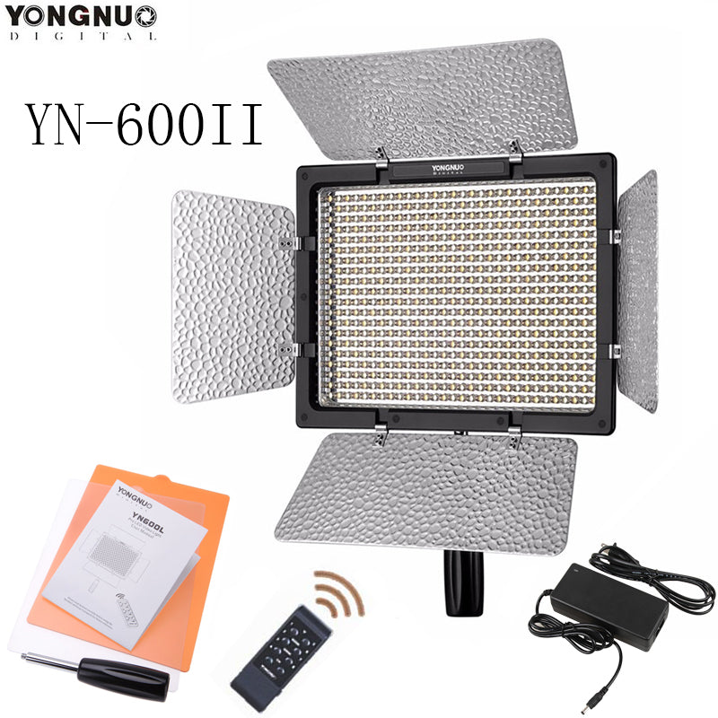 YONGNUO YN600L II 5500K CRI 95 LED Light with 2.4G Wireless Remote Control 600 LED Video Light with AC Power Adapter for DSLR